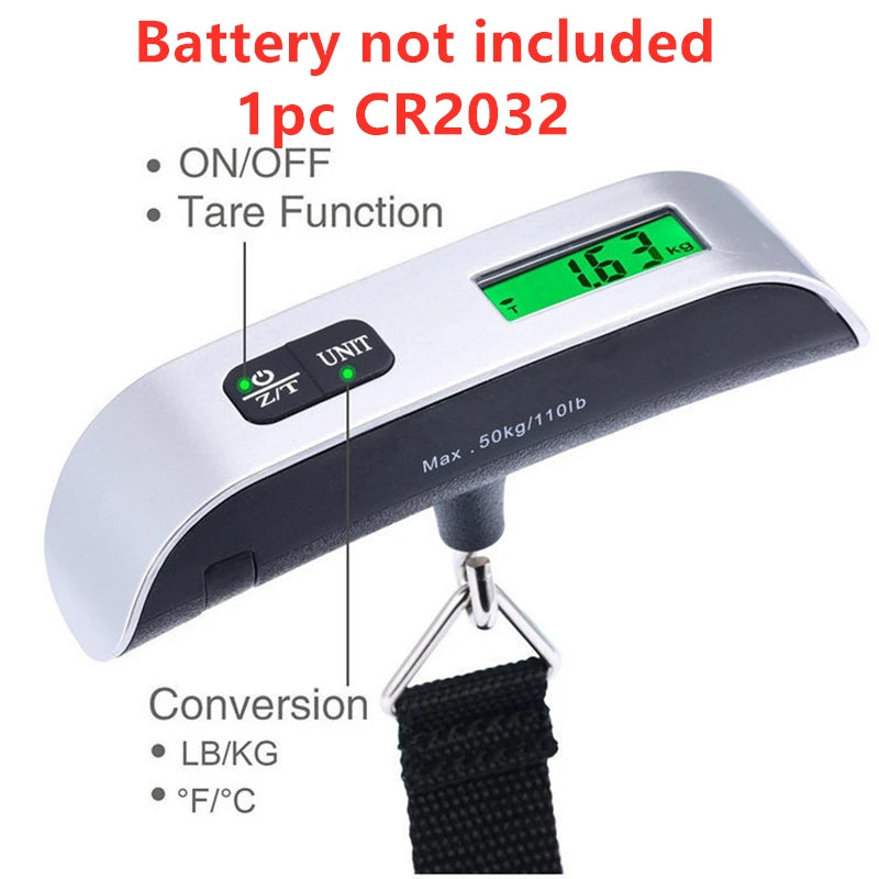 Portable Scale Digital LCD Display 110lb/50kg Electronic Luggage Hanging Suitcase Travel Weighs Baggage Bag Weight