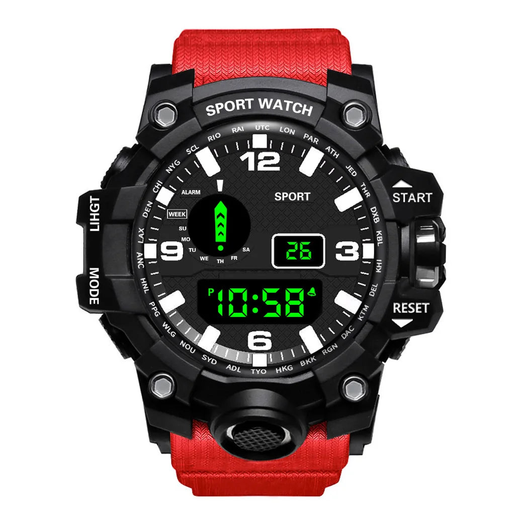 Fashion Men's Watch Sports Electronic Wristwatch Large dial Multifunctional Waterproof Luminous Alarm Military Watch