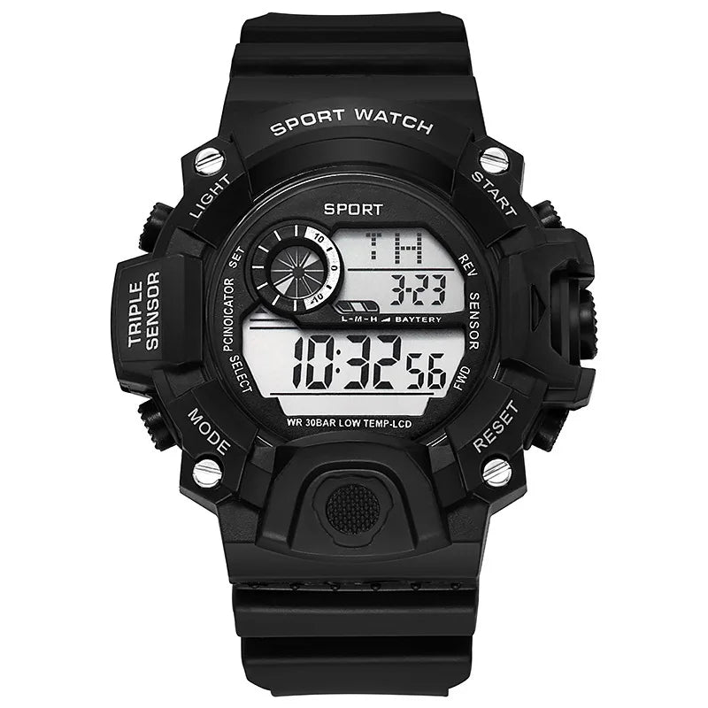 Fashion Men's Watch Sports Electronic Wristwatch Large dial Multifunctional Waterproof Luminous Alarm Military Watch