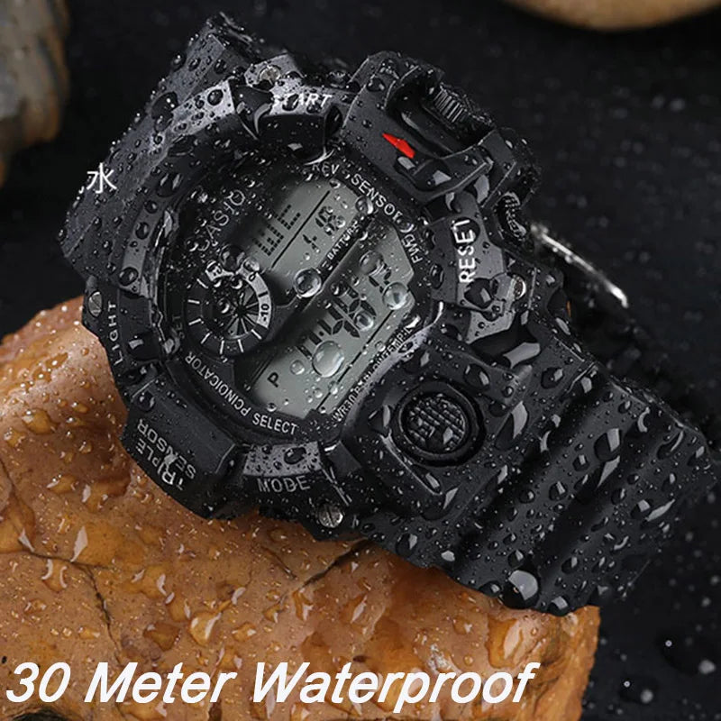 Fashion Men's Watch Sports Electronic Wristwatch Large dial Multifunctional Waterproof Luminous Alarm Military Watch