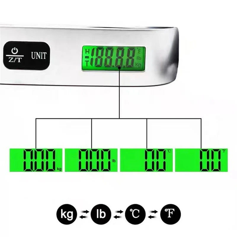 Portable Scale Digital LCD Display 110lb/50kg Electronic Luggage Hanging Suitcase Travel Weighs Baggage Bag Weight