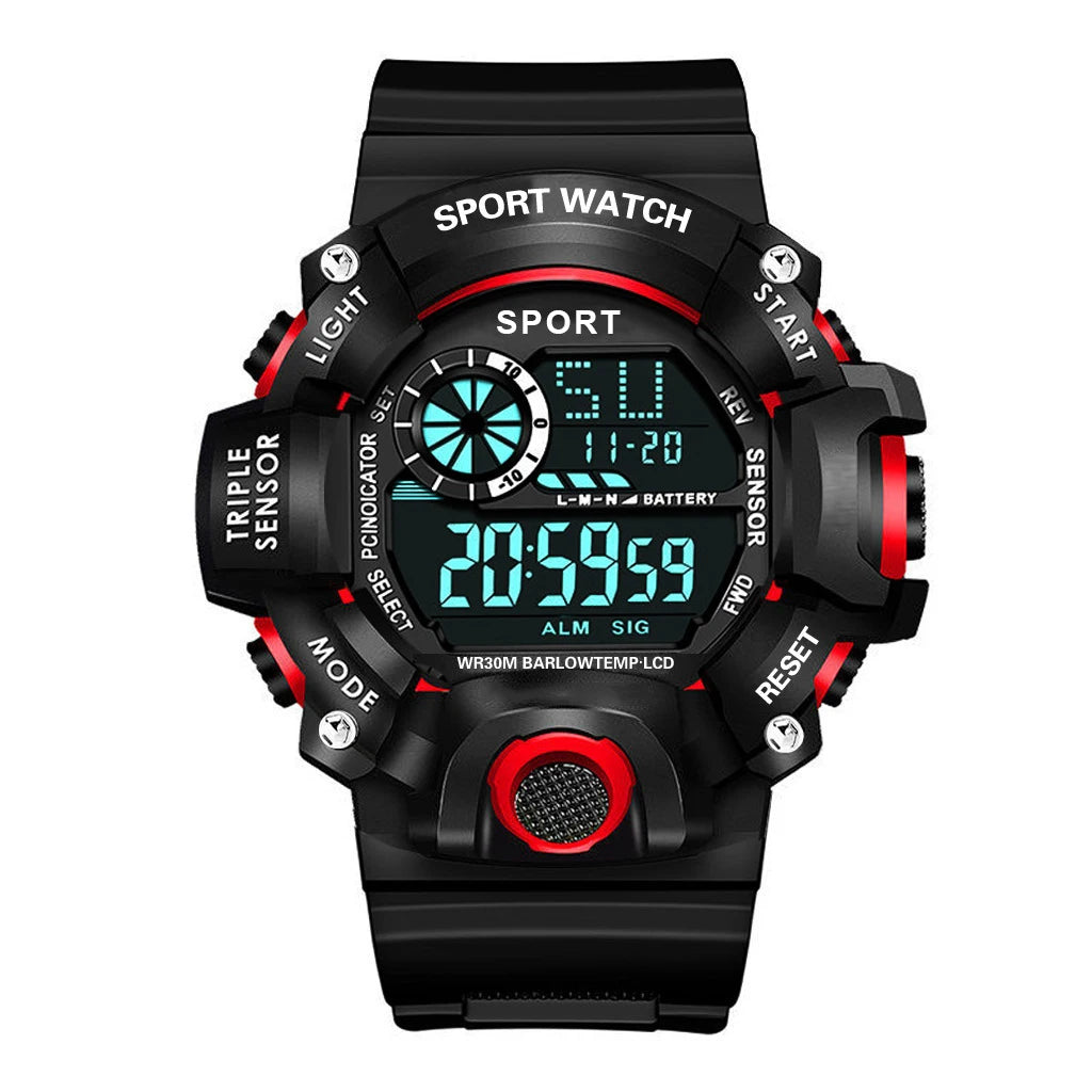 Fashion Men's Watch Sports Electronic Wristwatch Large dial Multifunctional Waterproof Luminous Alarm Military Watch