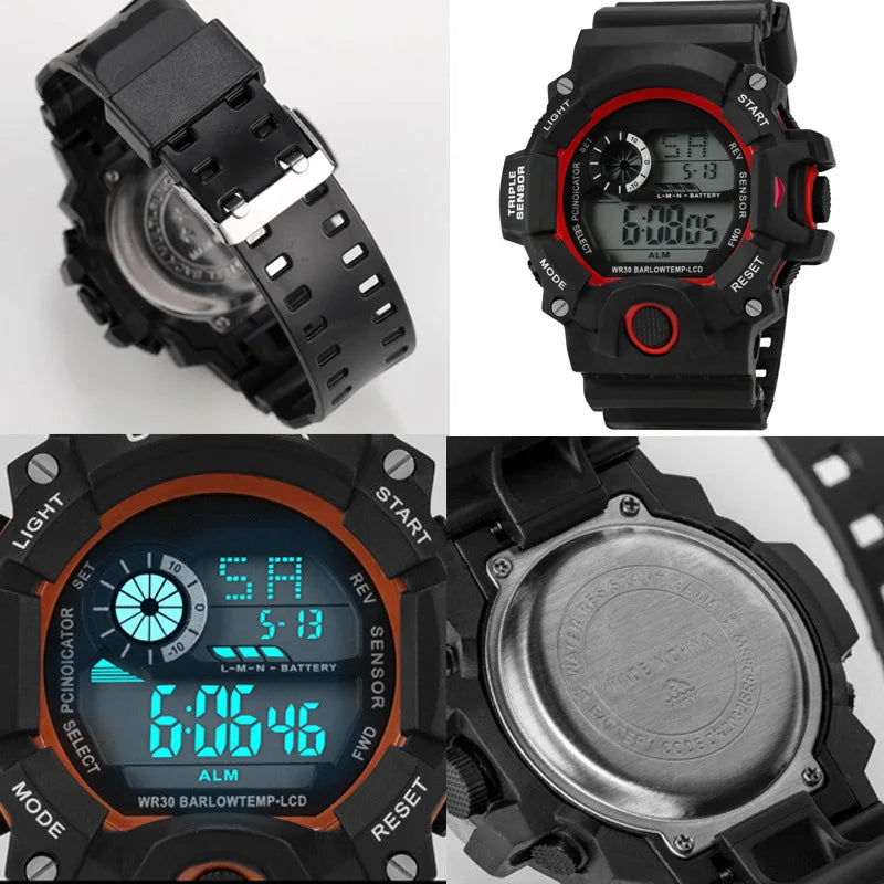 Fashion Men's Watch Sports Electronic Wristwatch Large dial Multifunctional Waterproof Luminous Alarm Military Watch