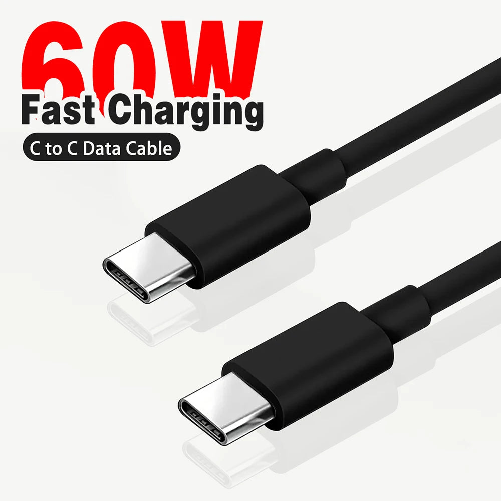PD 60W USB C to USB Type C Cable Fast Charge Data Cable For Iphone Huawei Samsung Xiaomi Black White 1M 2M 3M 8M