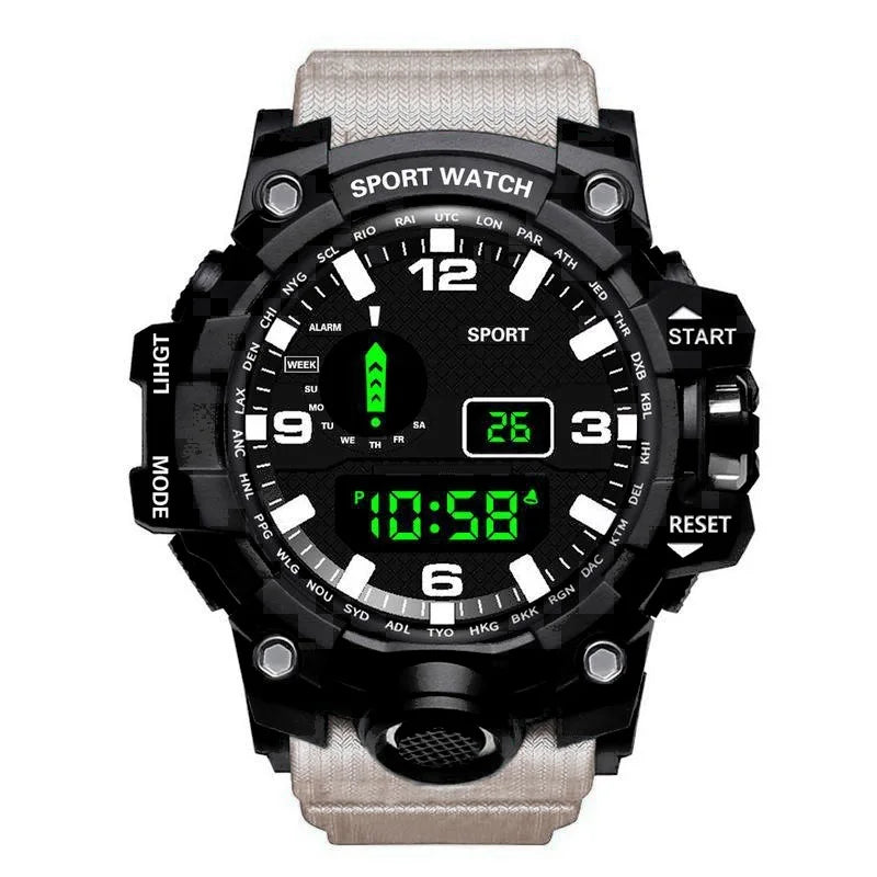 Fashion Men's Watch Sports Electronic Wristwatch Large dial Multifunctional Waterproof Luminous Alarm Military Watch
