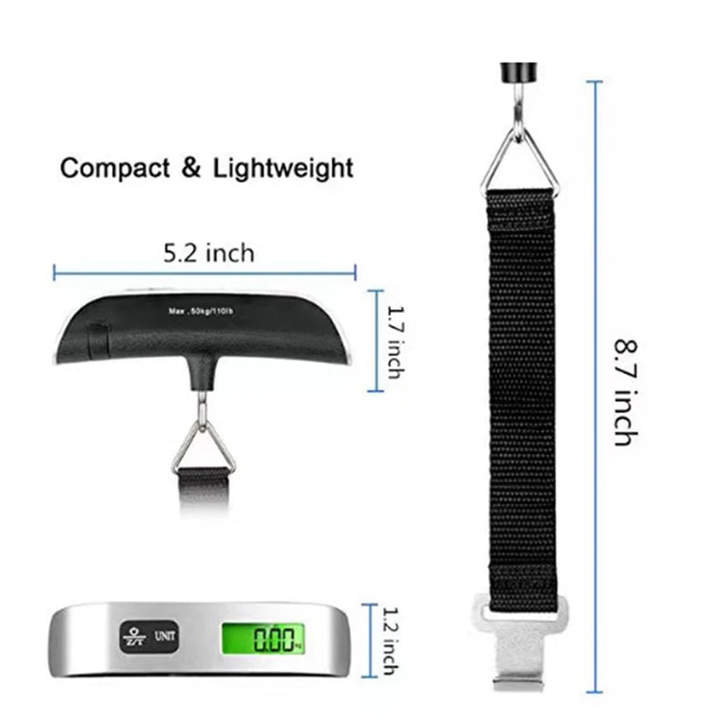 Portable Scale Digital LCD Display 110lb/50kg Electronic Luggage Hanging Suitcase Travel Weighs Baggage Bag Weight
