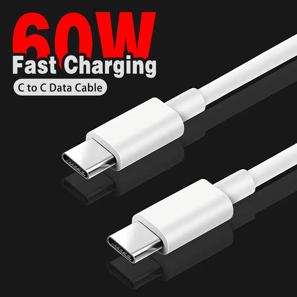 PD 60W USB C to USB Type C Cable Fast Charge Data Cable For Iphone Huawei Samsung Xiaomi Black White 1M 2M 3M 8M
