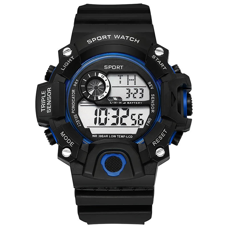 Fashion Men's Watch Sports Electronic Wristwatch Large dial Multifunctional Waterproof Luminous Alarm Military Watch