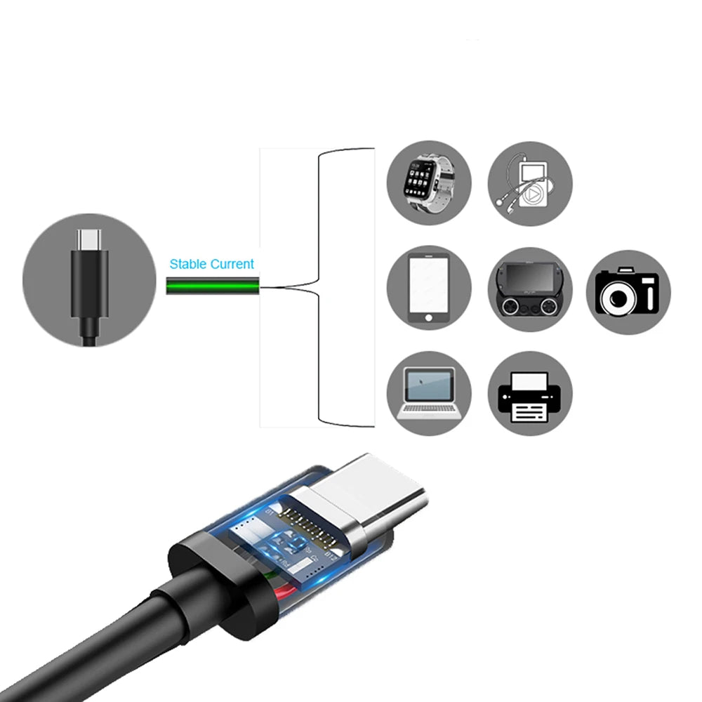 PD 60W USB C to USB Type C Cable Fast Charge Data Cable For Iphone Huawei Samsung Xiaomi Black White 1M 2M 3M 8M